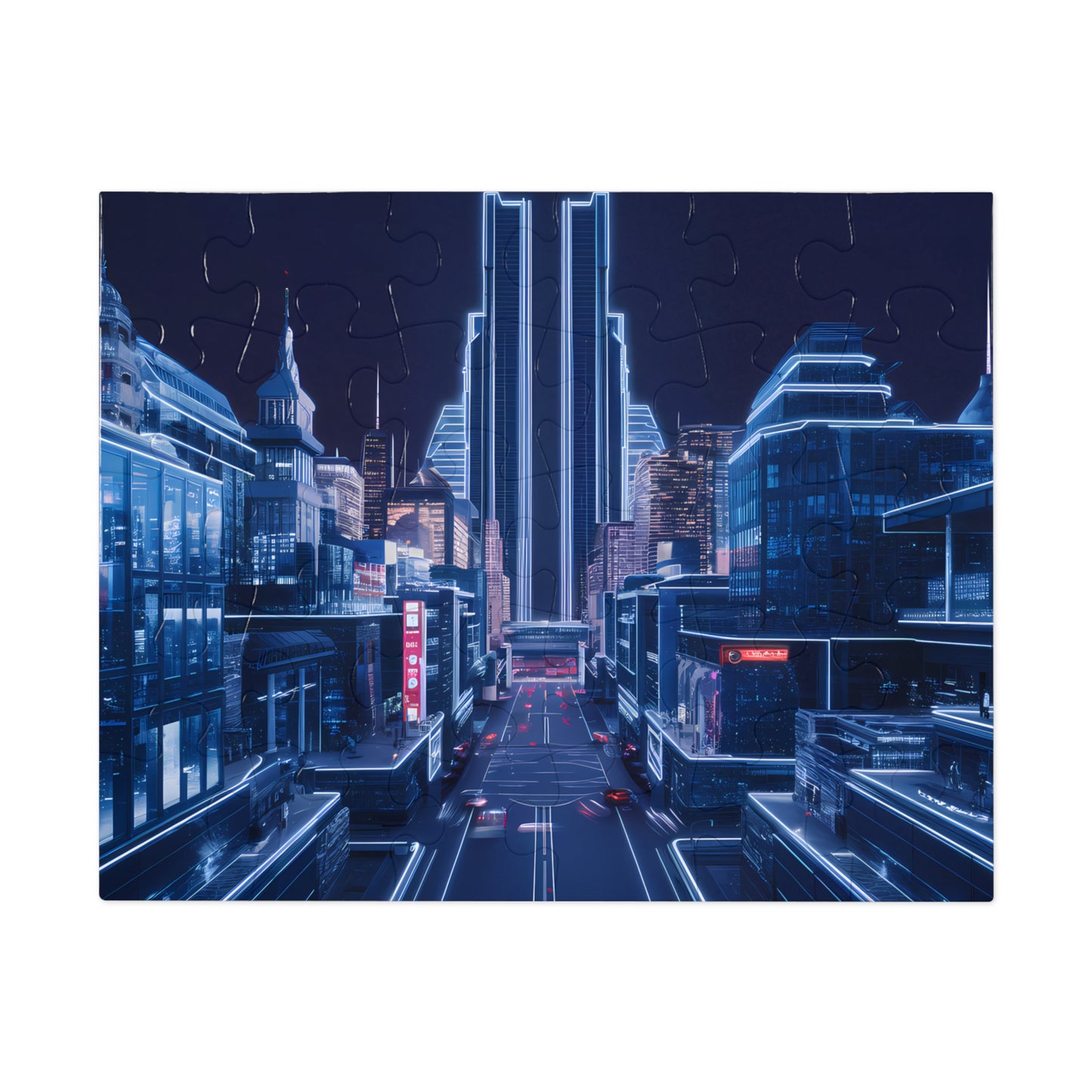 Neon Cityscape at Night - Jigsaw Puzzle (30, 110, 252, 500,1000-Piece)