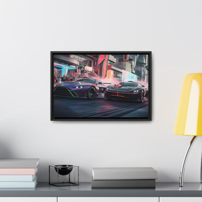 Neon Drift Showdown - Gallery Canvas Wraps, Horizontal Frame