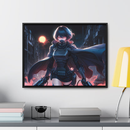 "Nightblade: The Cyberpunk Vigilante" - Gallery Canvas Wraps, Horizontal Frame