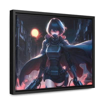 "Nightblade: The Cyberpunk Vigilante" - Gallery Canvas Wraps, Horizontal Frame