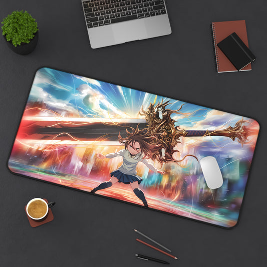 Ascendant Blade: The Unyielding Warrior - Desk Mat