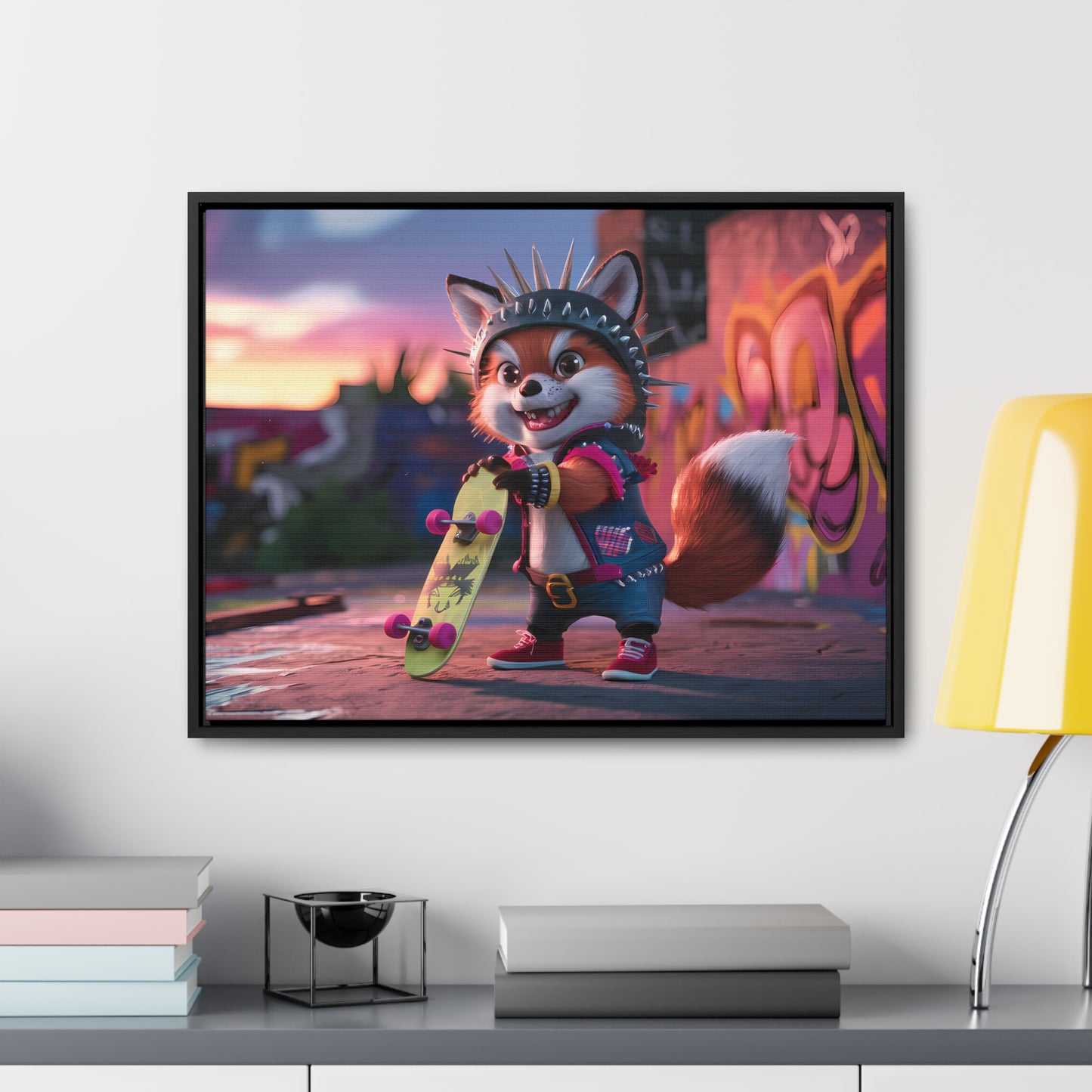 "Punk Skater Fox at Sunset" - Gallery Canvas Wraps, Horizontal Frame