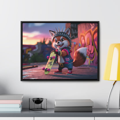 "Punk Skater Fox at Sunset" - Gallery Canvas Wraps, Horizontal Frame