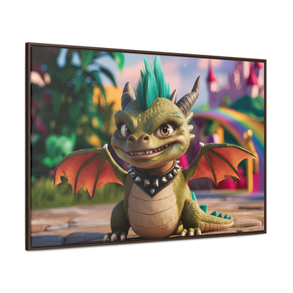 "Spike the Mischievous Baby Dragon" - Gallery Canvas Wraps, Horizontal Frame