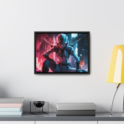 Cybernetic Valkyrie: Neon Enforcer - Gallery Canvas Wraps, Horizontal Frame