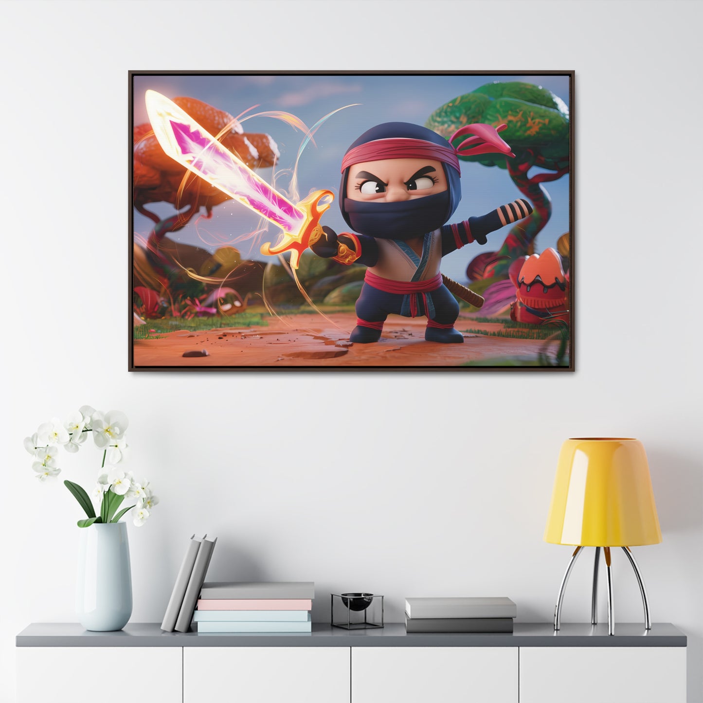 Ninja's Radiant Blade Adventure - Gallery Canvas Wraps, Horizontal Frame