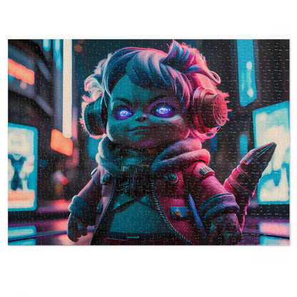 Neon Cyberpunk Guardian - Jigsaw Puzzle (30, 110, 252, 500,1000-Piece)