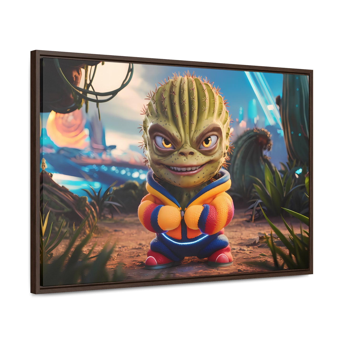 "Desert Champion: The Prickly Warrior" - Gallery Canvas Wraps, Horizontal Frame