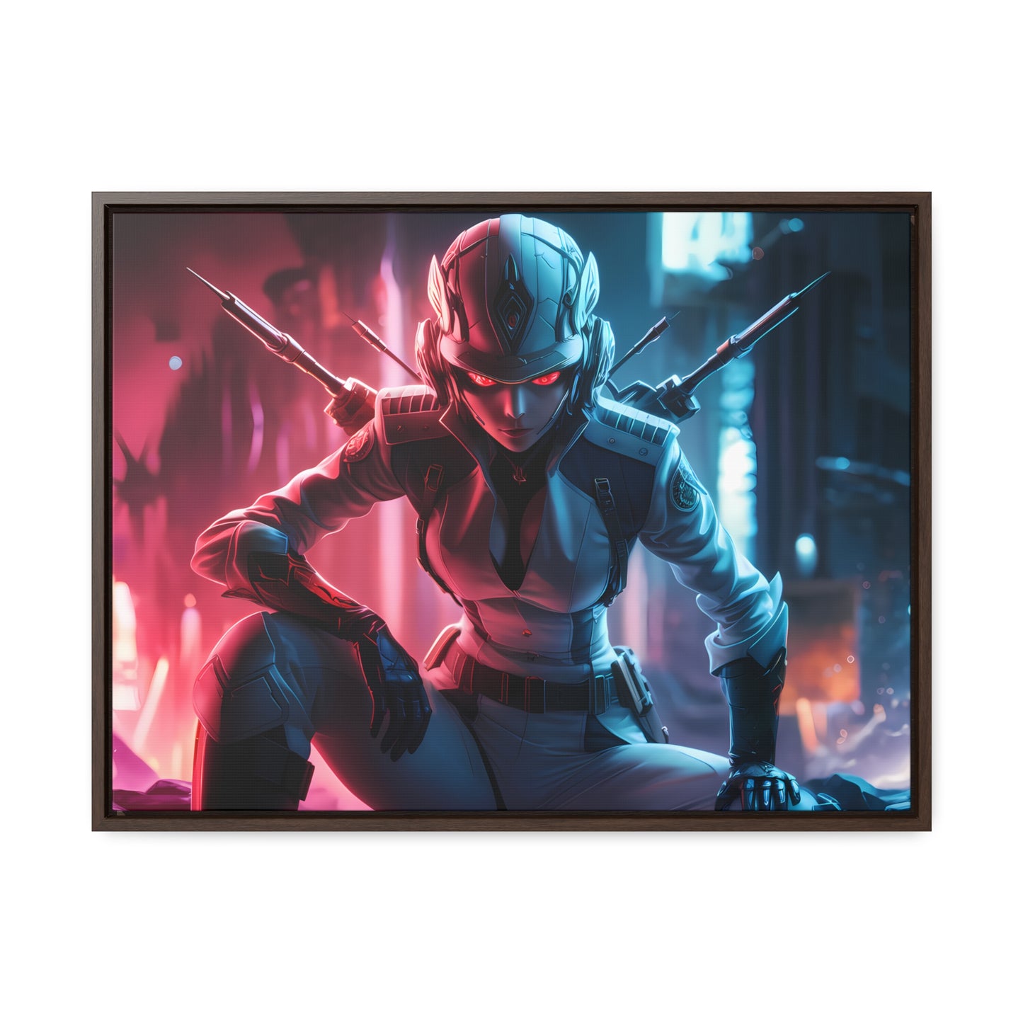 Cybernetic Valkyrie: Neon Enforcer - Gallery Canvas Wraps, Horizontal Frame