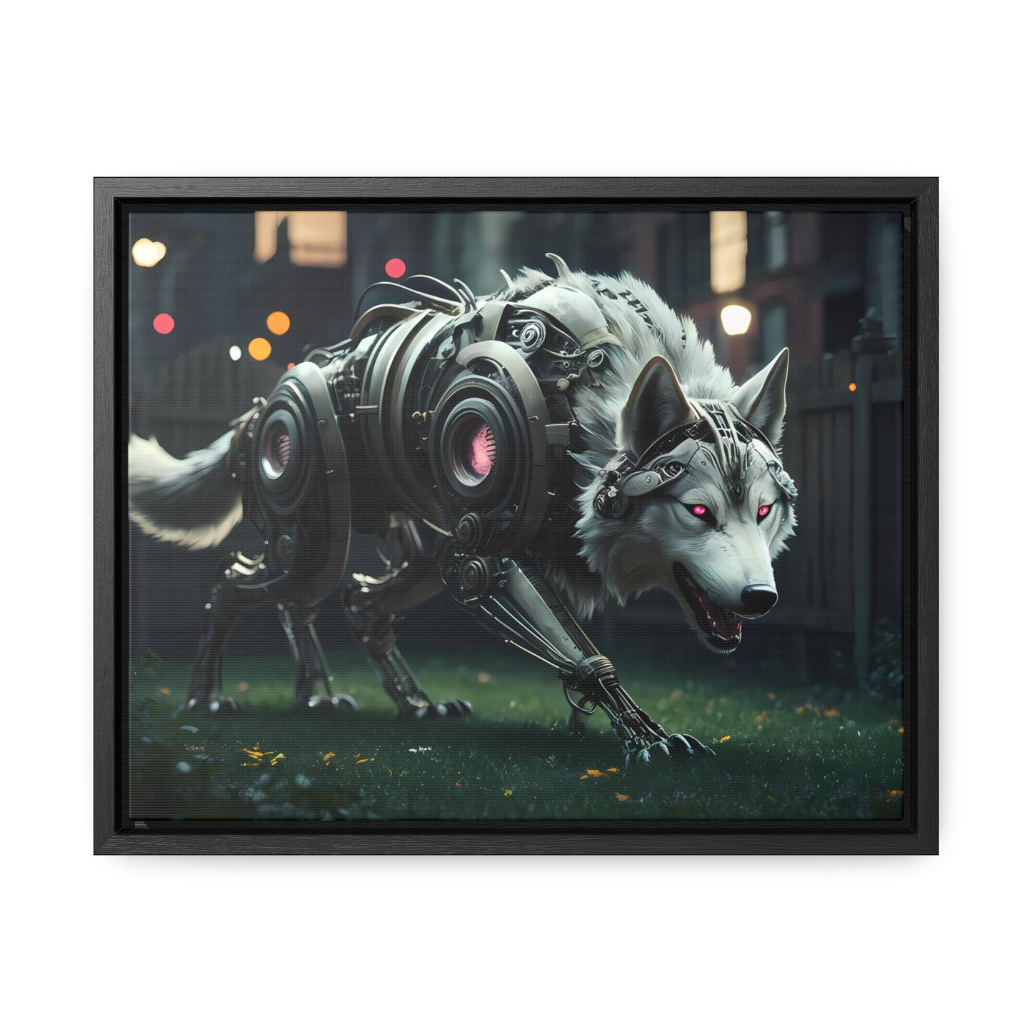 Cyber Wolf Sentinel - Gallery Canvas Wraps, Horizontal Frame