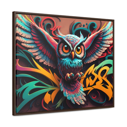 Vibrant Owl Symphony - Gallery Canvas Wraps, Horizontal Frame