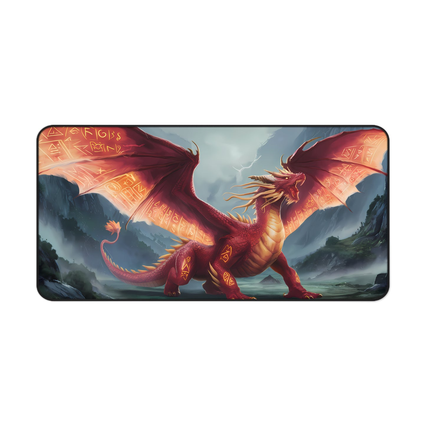 Crimson Guardian of the Ancient Runes - Desk Mat