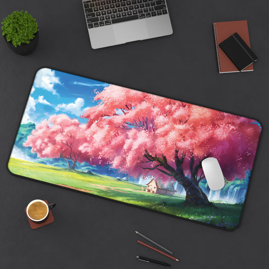 Idyllic cherry blossom and a hut - Desk Mat