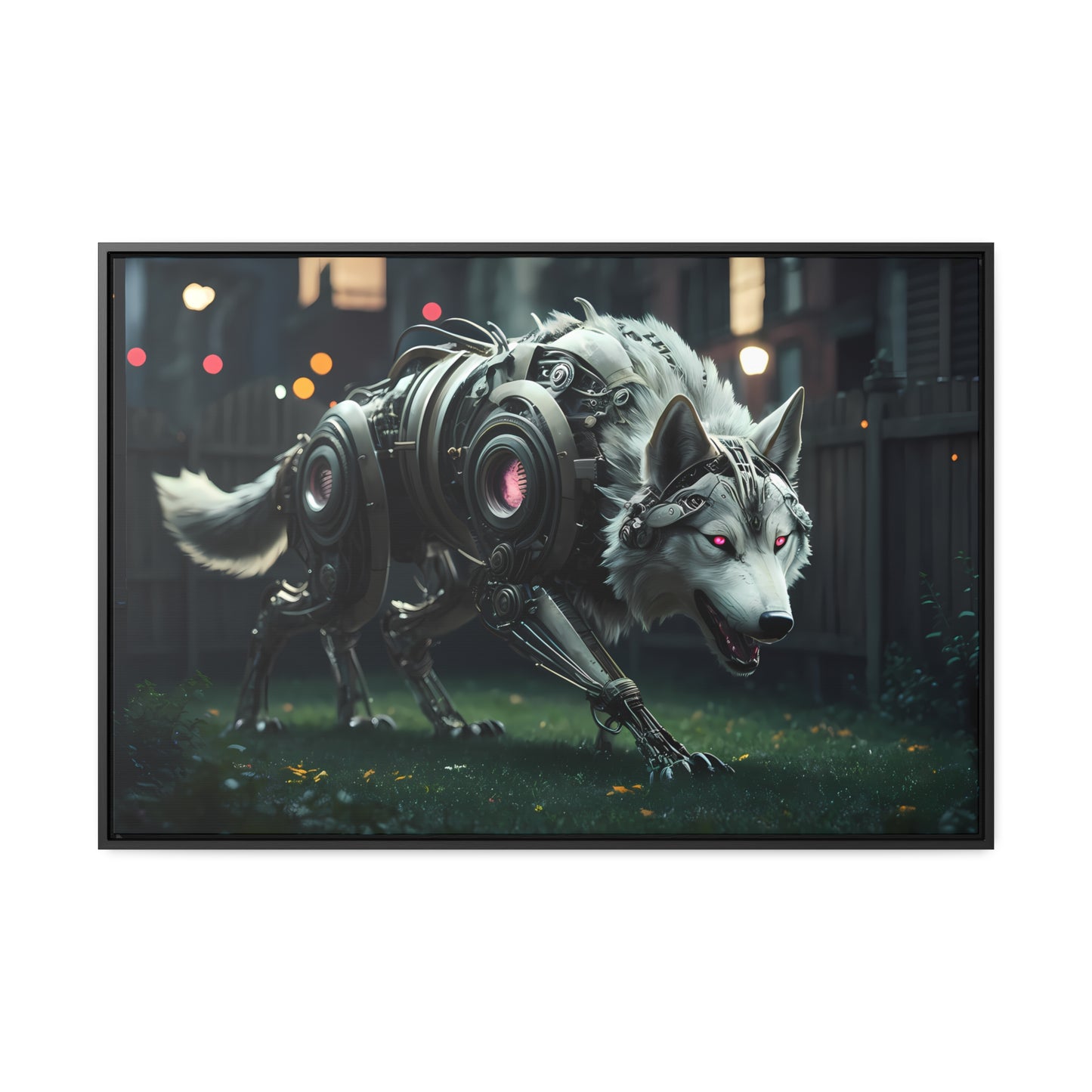 Cyber Wolf Sentinel - Gallery Canvas Wraps, Horizontal Frame