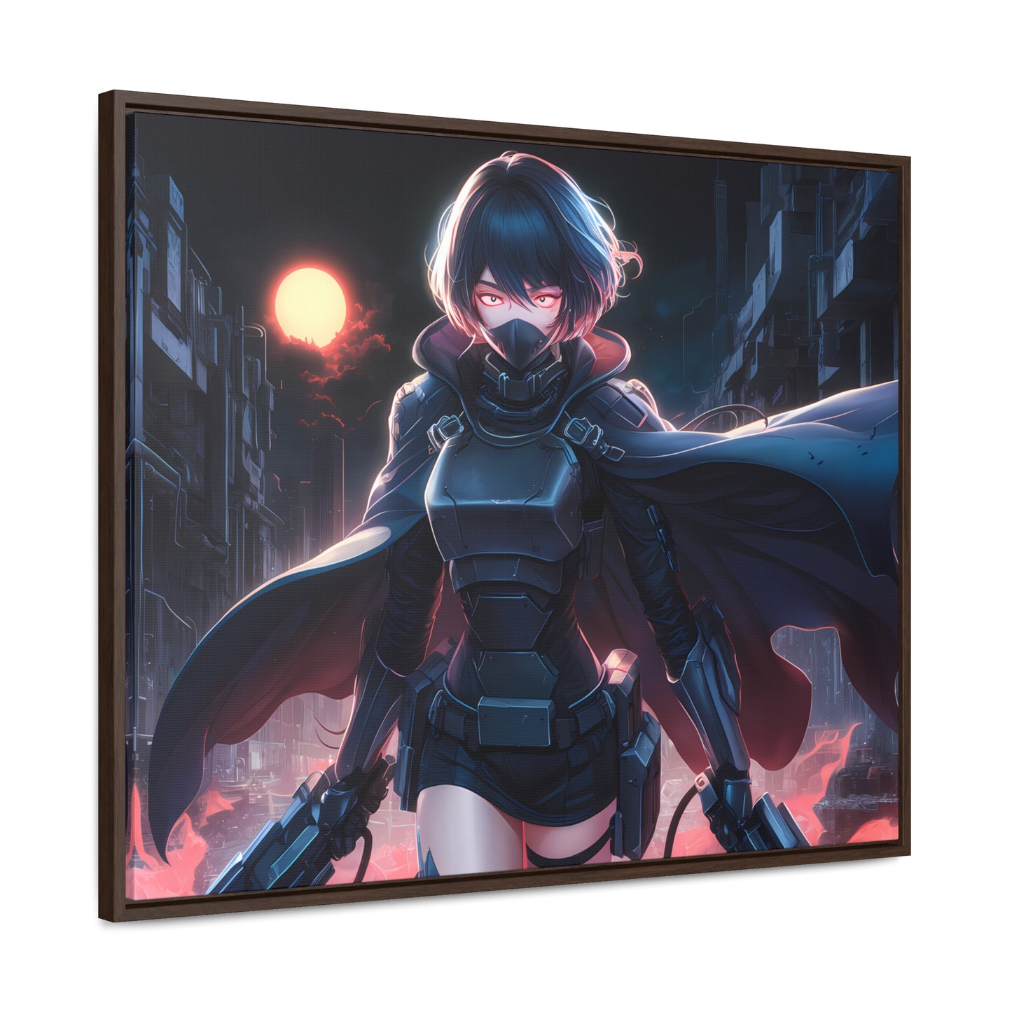 "Nightblade: The Cyberpunk Vigilante" - Gallery Canvas Wraps, Horizontal Frame