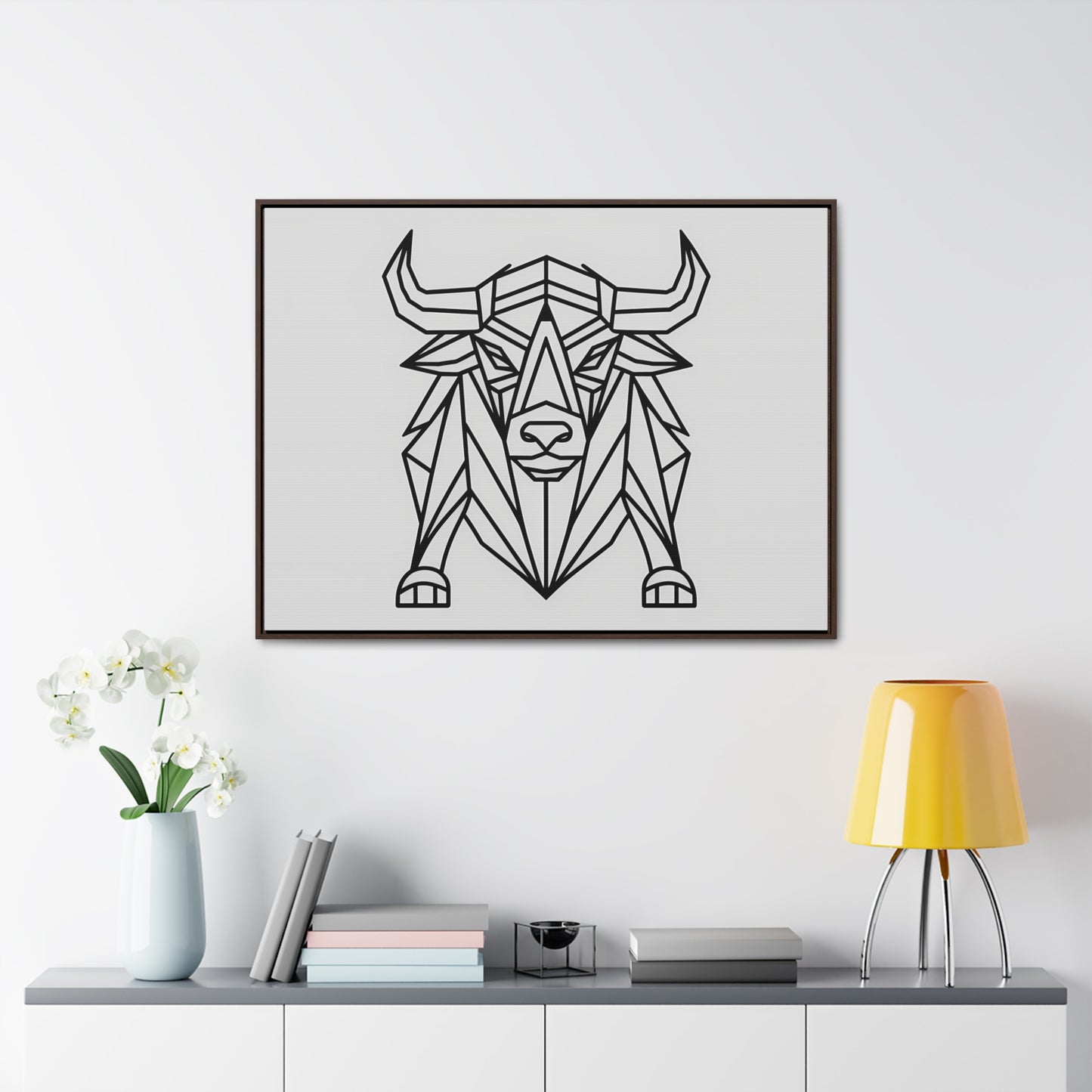 Geometric Bull - Gallery Canvas Wraps, Horizontal Frame