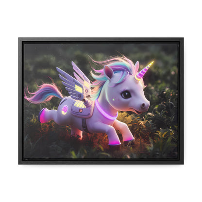 "Cybernetic Unicorn's Twilight Adventure" - Gallery Canvas Wraps, Horizontal Frame