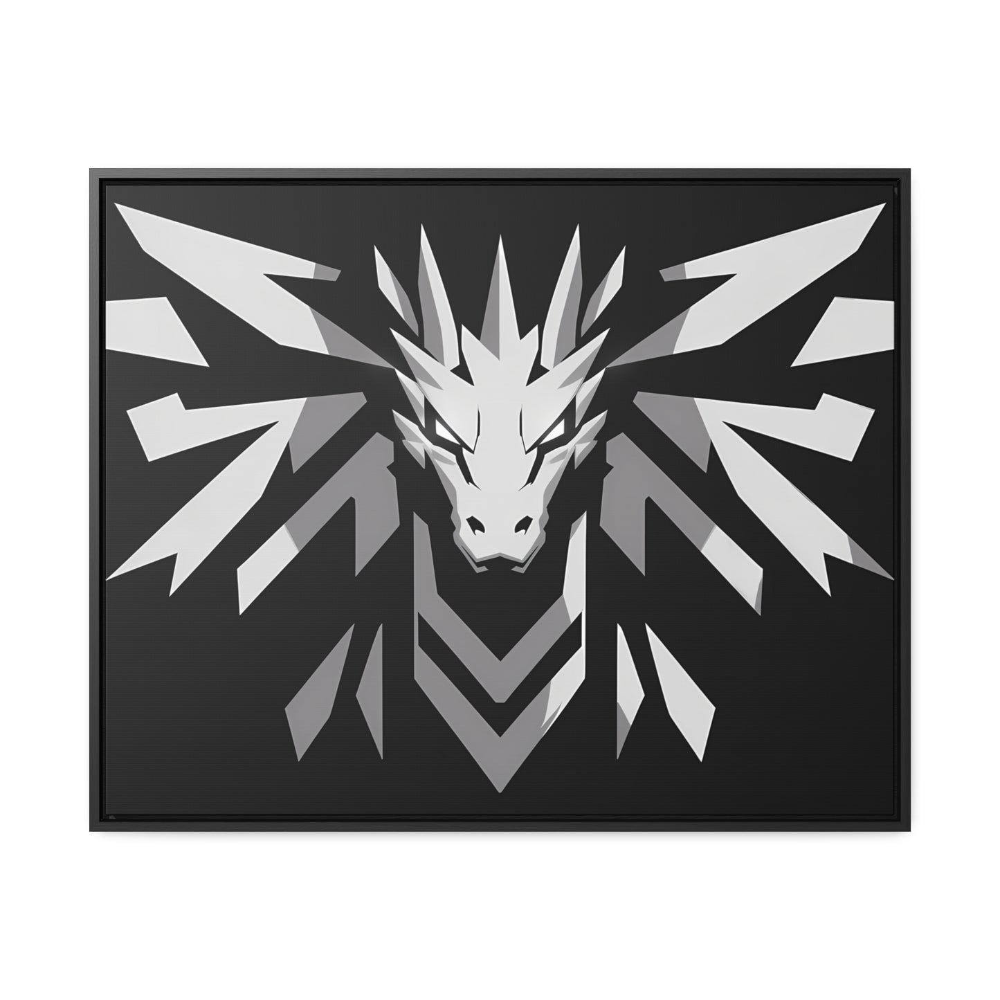 "Silver Dragon Crest" - Gallery Canvas Wraps, Horizontal Frame