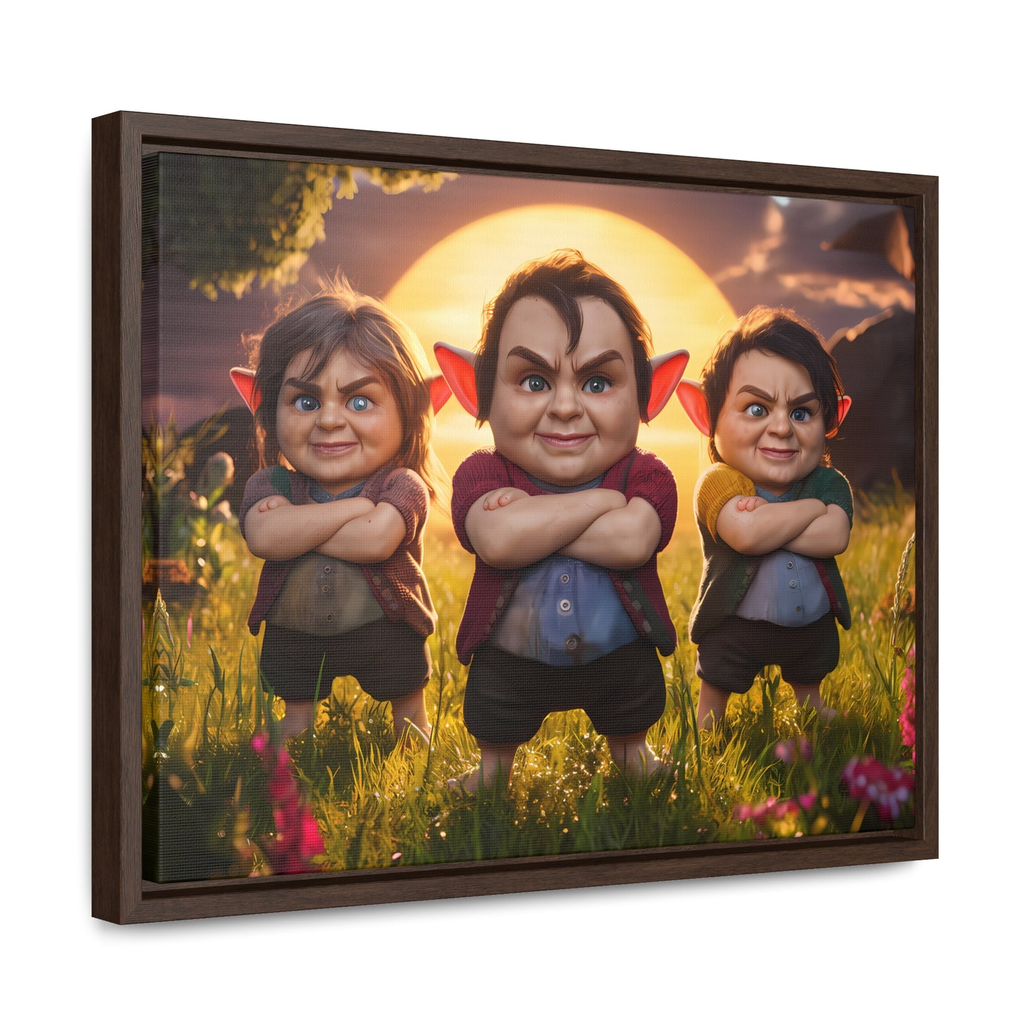 The Mischievous Trio at Sunset - Gallery Canvas Wraps, Horizontal Frame