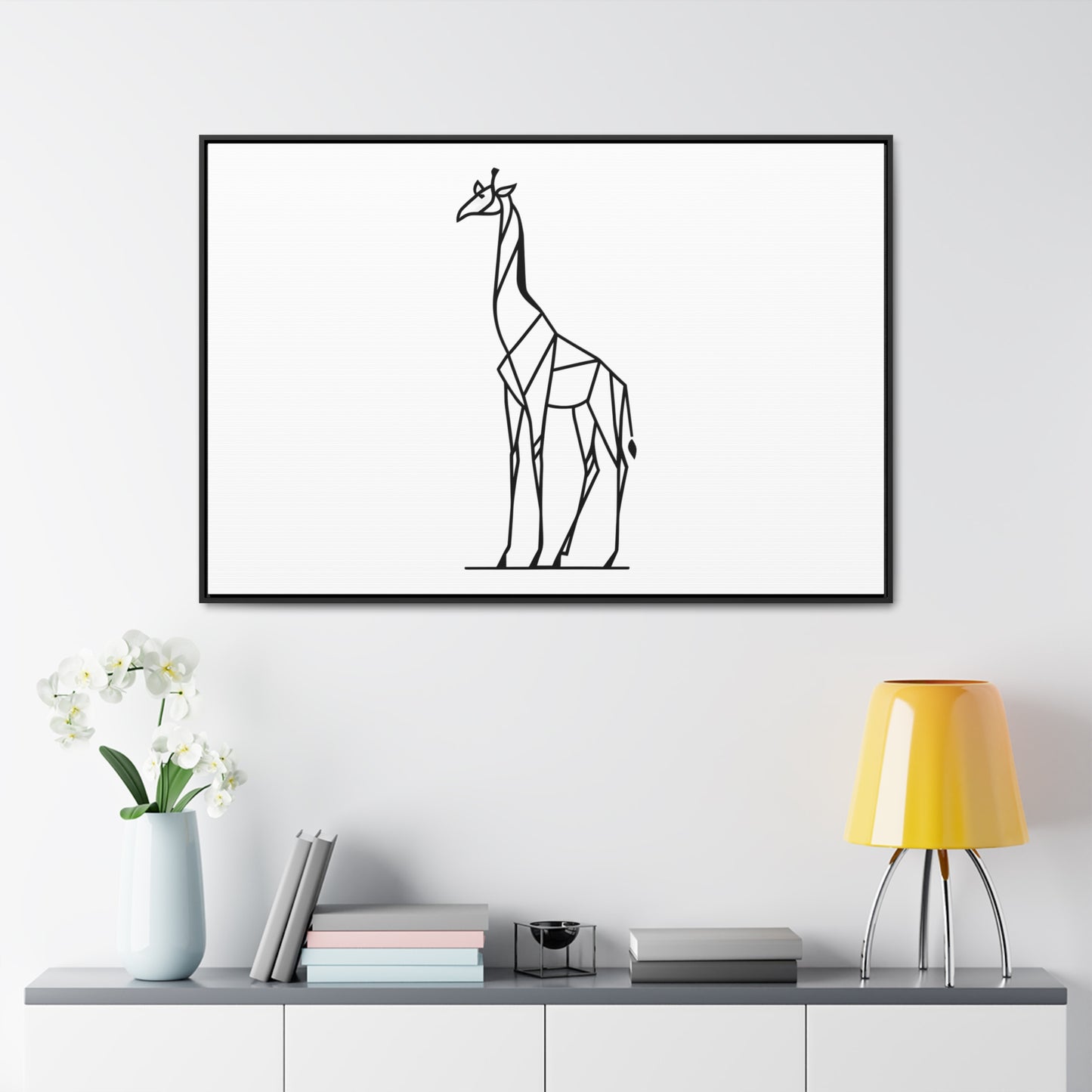 Geometric Giraffe Silhouette - Gallery Canvas Wraps, Horizontal Frame