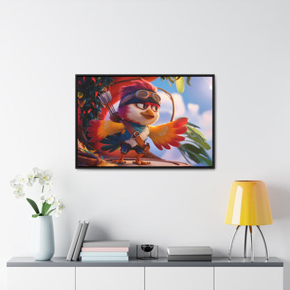 "Feathered Adventurer: The Brave Bird Archer" - Gallery Canvas Wraps, Horizontal Frame