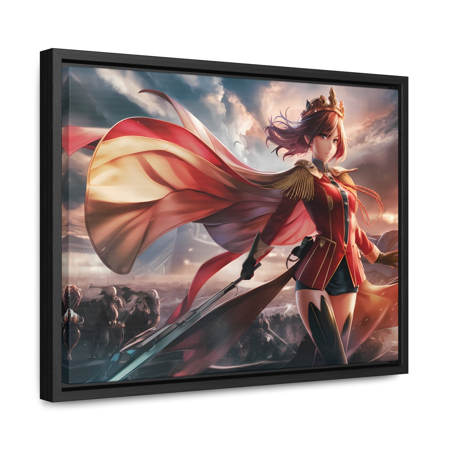 "Crimson Empress: Battle's Edge" - Gallery Canvas Wraps, Horizontal Frame