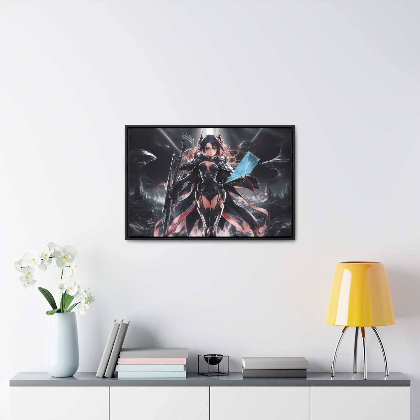 The Sentinel of Neon Skies - Gallery Canvas Wraps, Horizontal Frame