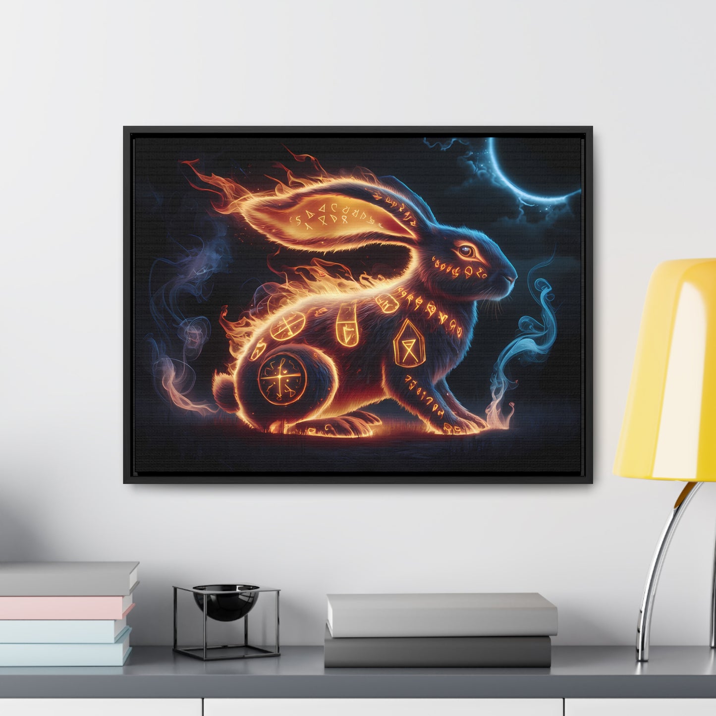 Runic Flame Rabbit - Gallery Canvas Wraps, Horizontal Frame