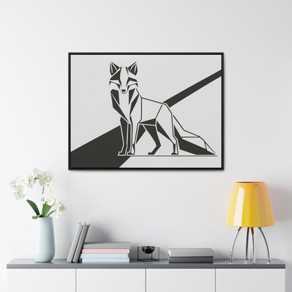 Geometric Fox in Black and White - Gallery Canvas Wraps, Horizontal Frame