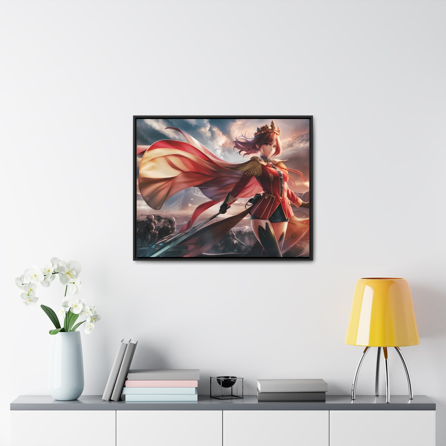 "Crimson Empress: Battle's Edge" - Gallery Canvas Wraps, Horizontal Frame