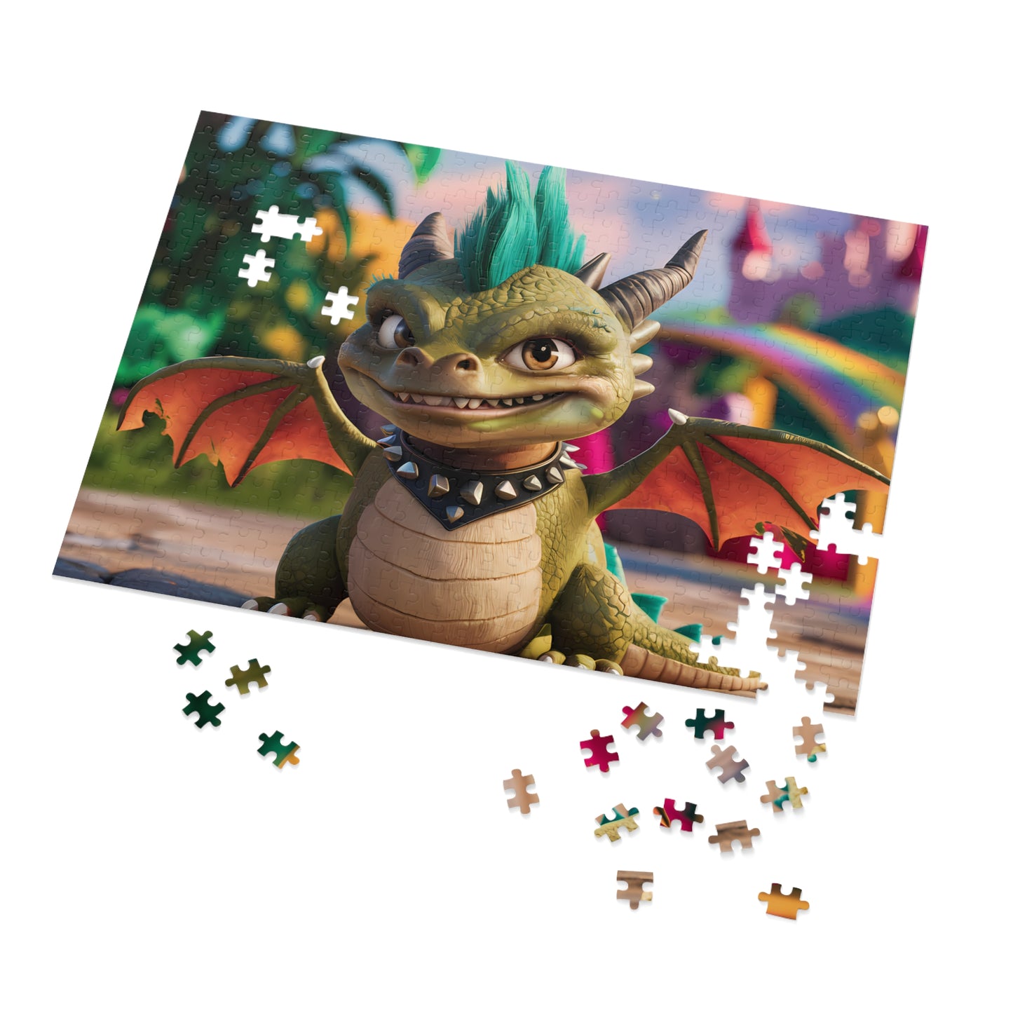 "Punk Dragon's Mischievous Smile" - Jigsaw Puzzle (30, 110, 252, 500,1000-Piece)