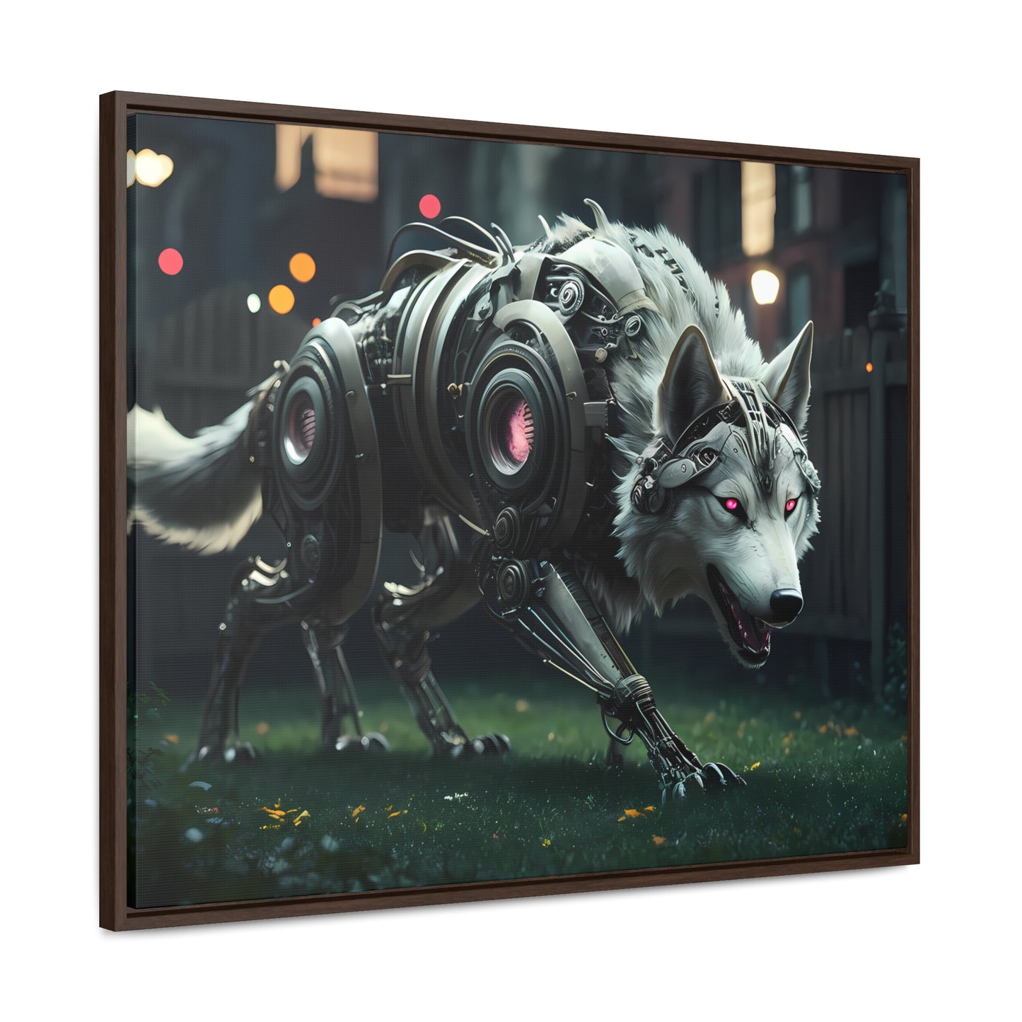 Cyber Wolf Sentinel - Gallery Canvas Wraps, Horizontal Frame