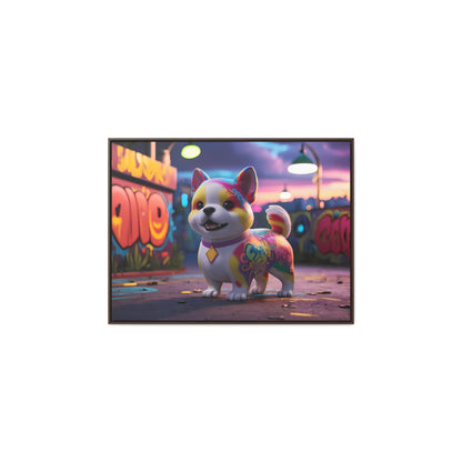 "Graffiti Pup in Neon Alley" - Gallery Canvas Wraps, Horizontal Frame