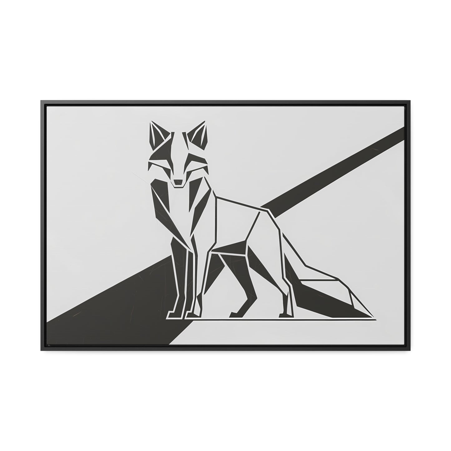 Geometric Fox in Black and White - Gallery Canvas Wraps, Horizontal Frame