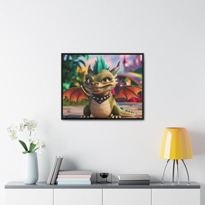 "Spike the Mischievous Baby Dragon" - Gallery Canvas Wraps, Horizontal Frame