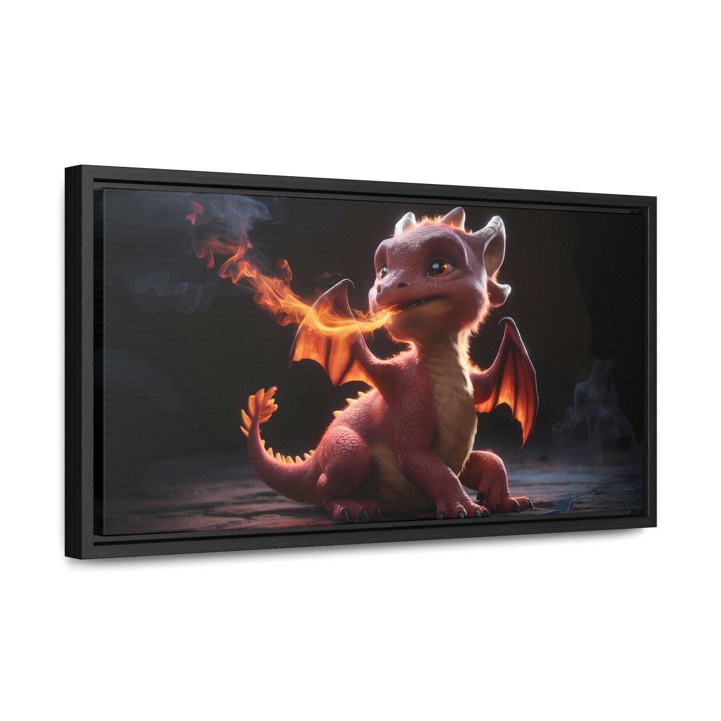 "Baby Dragon's First Flame" - Gallery Canvas Wraps, Horizontal Frame