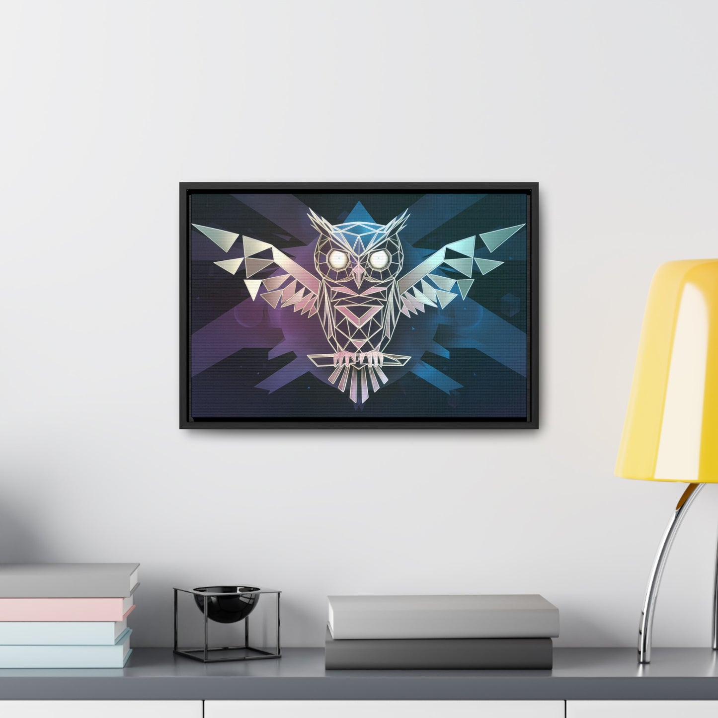 "Geometric Owl of Wisdom" - Gallery Canvas Wraps, Horizontal Frame