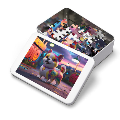 Urban Paws: Graffiti Pup at Dusk - Jigsaw Puzzle (30, 110, 252, 500,1000-Piece)