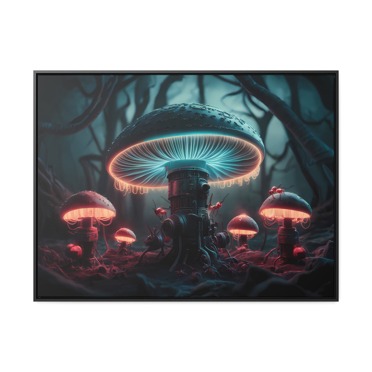 The Bioluminescent Mechanisms of the Neon Forest - Gallery Canvas Wraps, Horizontal Frame