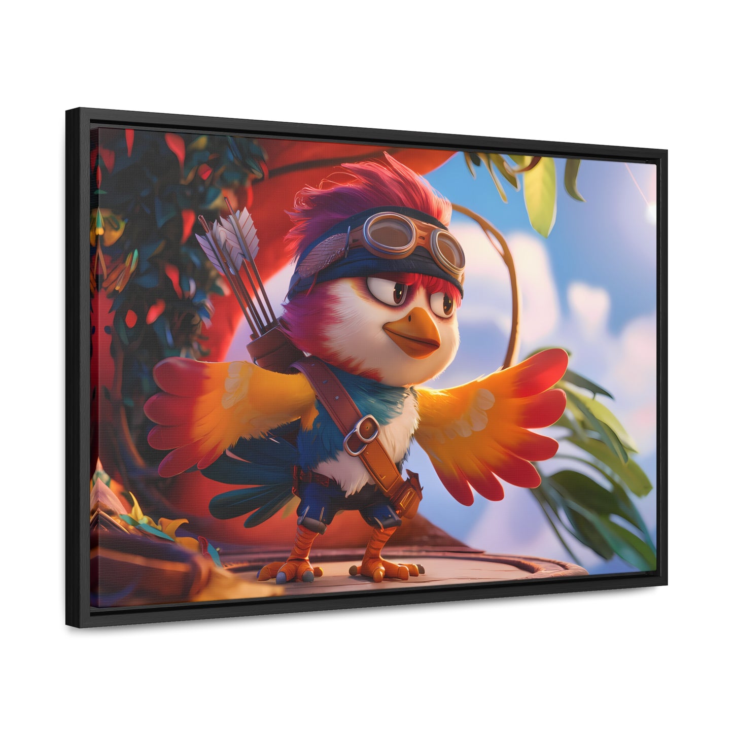 "Feathered Adventurer: The Brave Bird Archer" - Gallery Canvas Wraps, Horizontal Frame