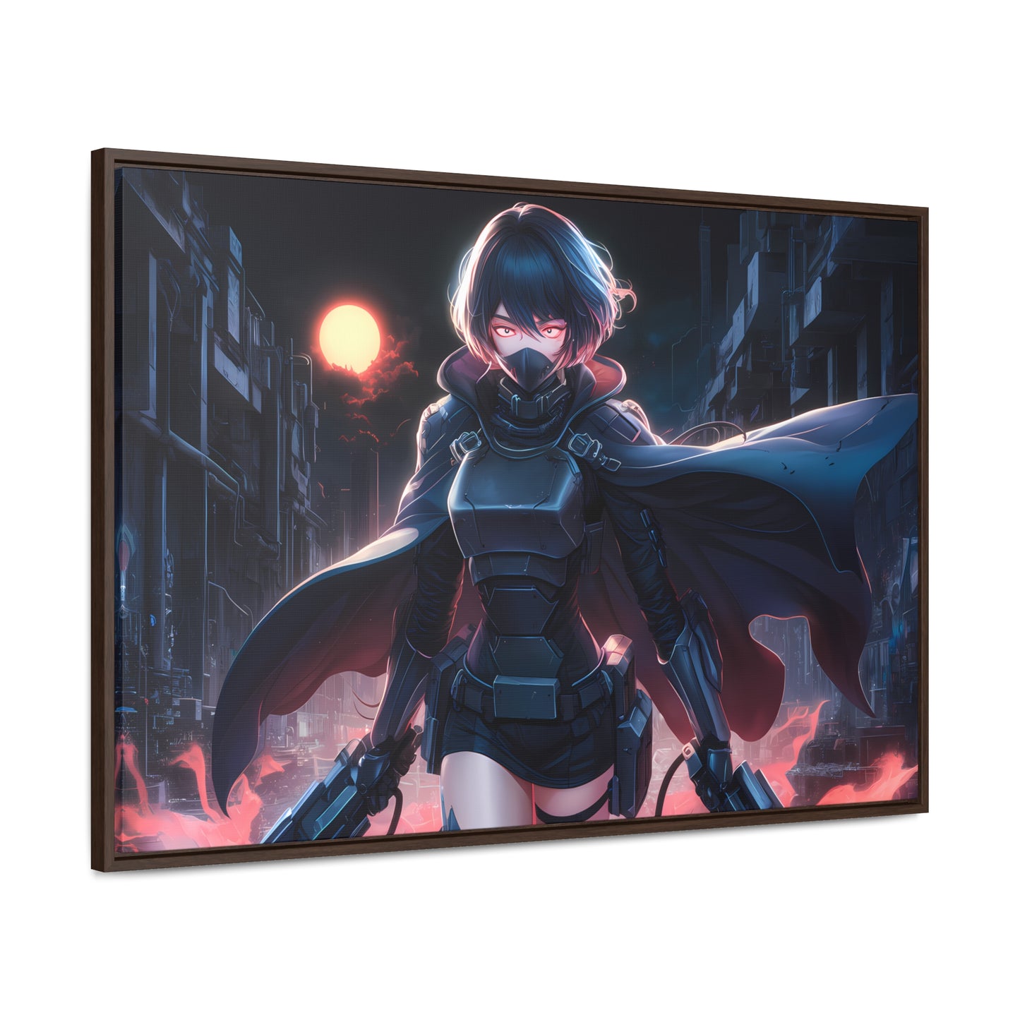 "Nightblade: The Cyberpunk Vigilante" - Gallery Canvas Wraps, Horizontal Frame