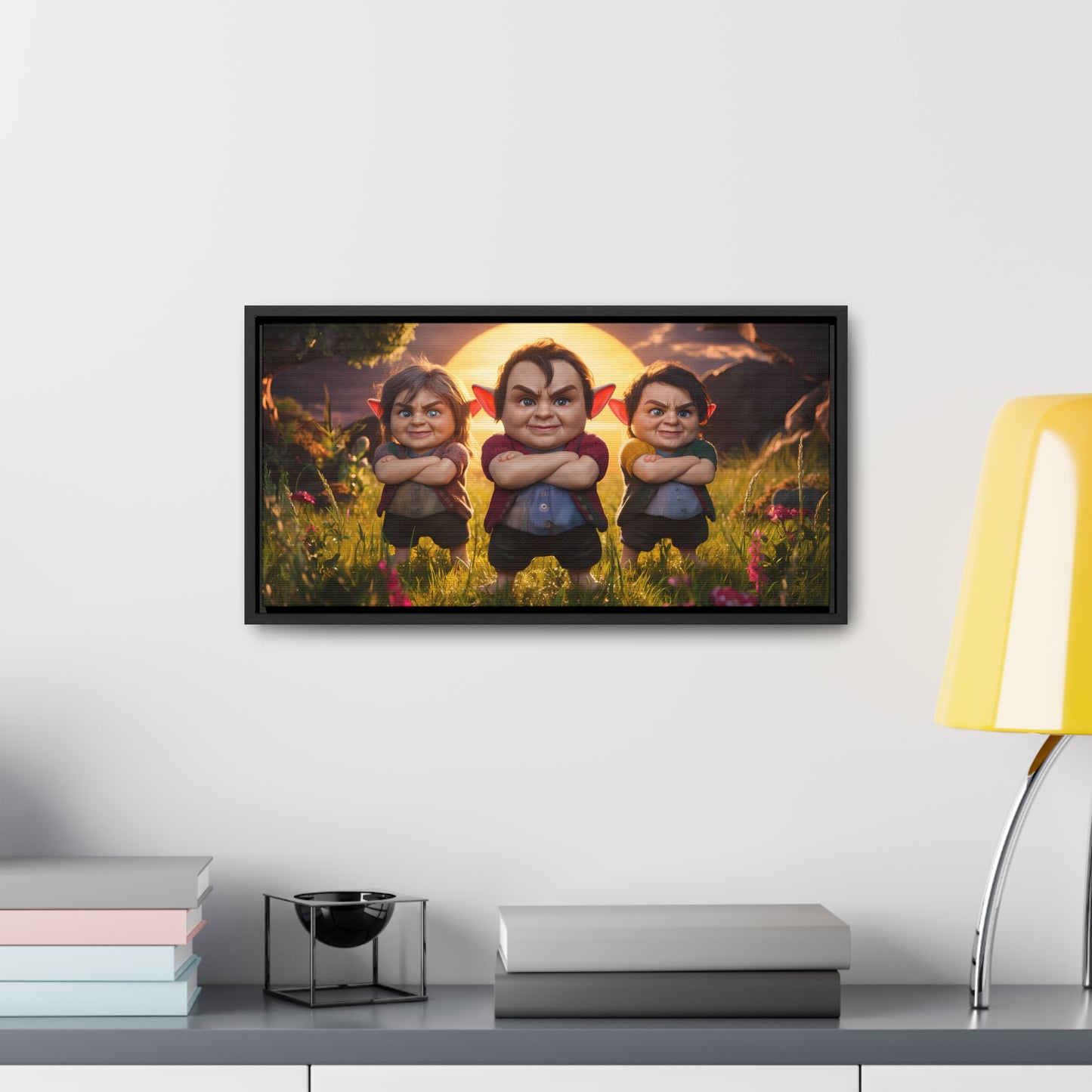 The Mischievous Trio at Sunset - Gallery Canvas Wraps, Horizontal Frame