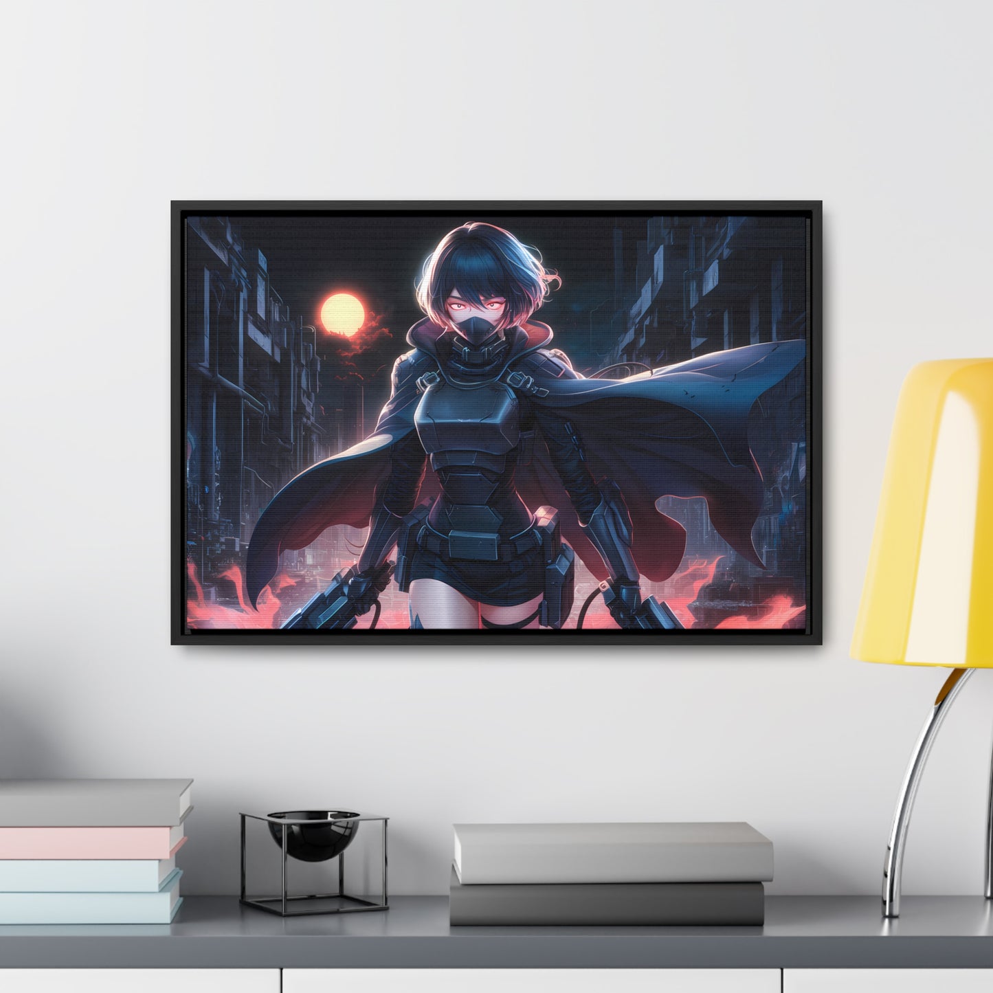 "Nightblade: The Cyberpunk Vigilante" - Gallery Canvas Wraps, Horizontal Frame