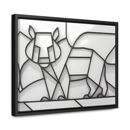 Geometric Rhino in Monochrome - Gallery Canvas Wraps, Horizontal Frame