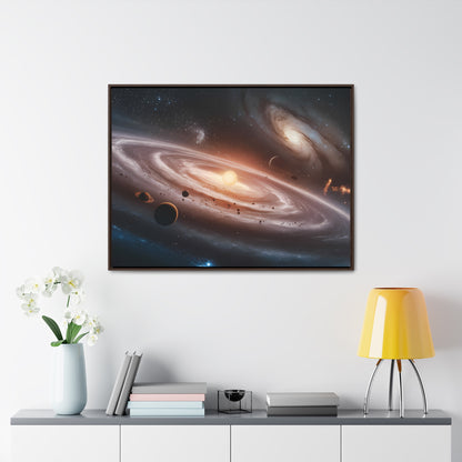 Celestial Symphony: The Dance of Galaxies and Planets - Gallery Canvas Wraps, Horizontal Frame