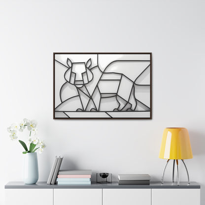 Geometric Rhino in Monochrome - Gallery Canvas Wraps, Horizontal Frame