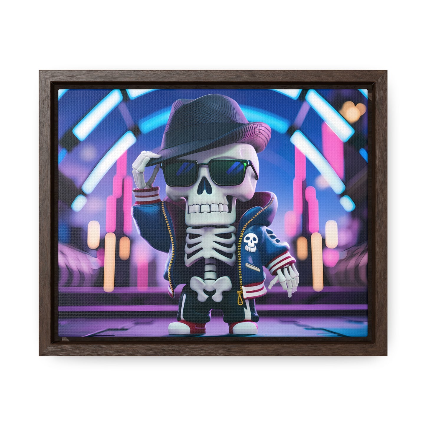 "Neon Skull Groove" - Gallery Canvas Wraps, Horizontal Frame