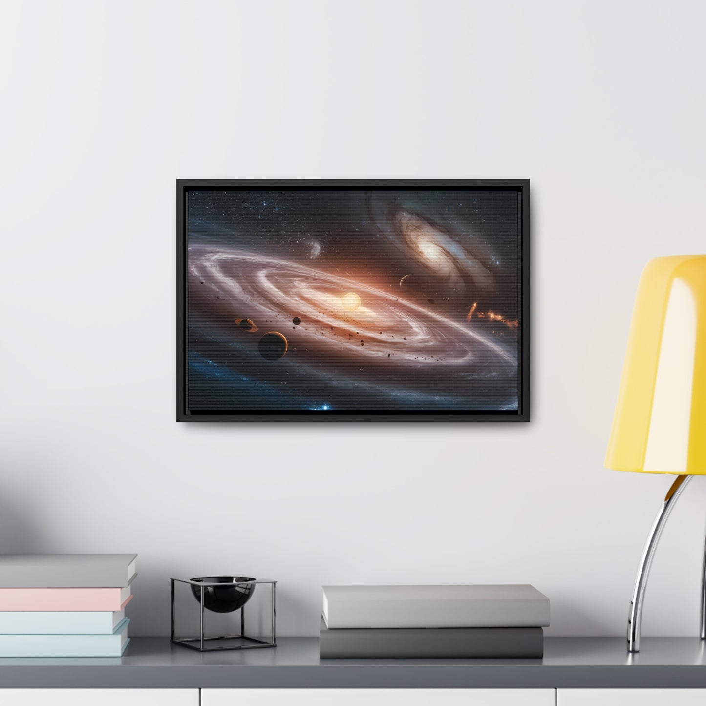 Celestial Symphony: The Dance of Galaxies and Planets - Gallery Canvas Wraps, Horizontal Frame