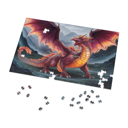 Flamebound Sentinel of the Ancient Peaks - Jigsaw Puzzle (30, 110, 252, 500,1000-Piece)