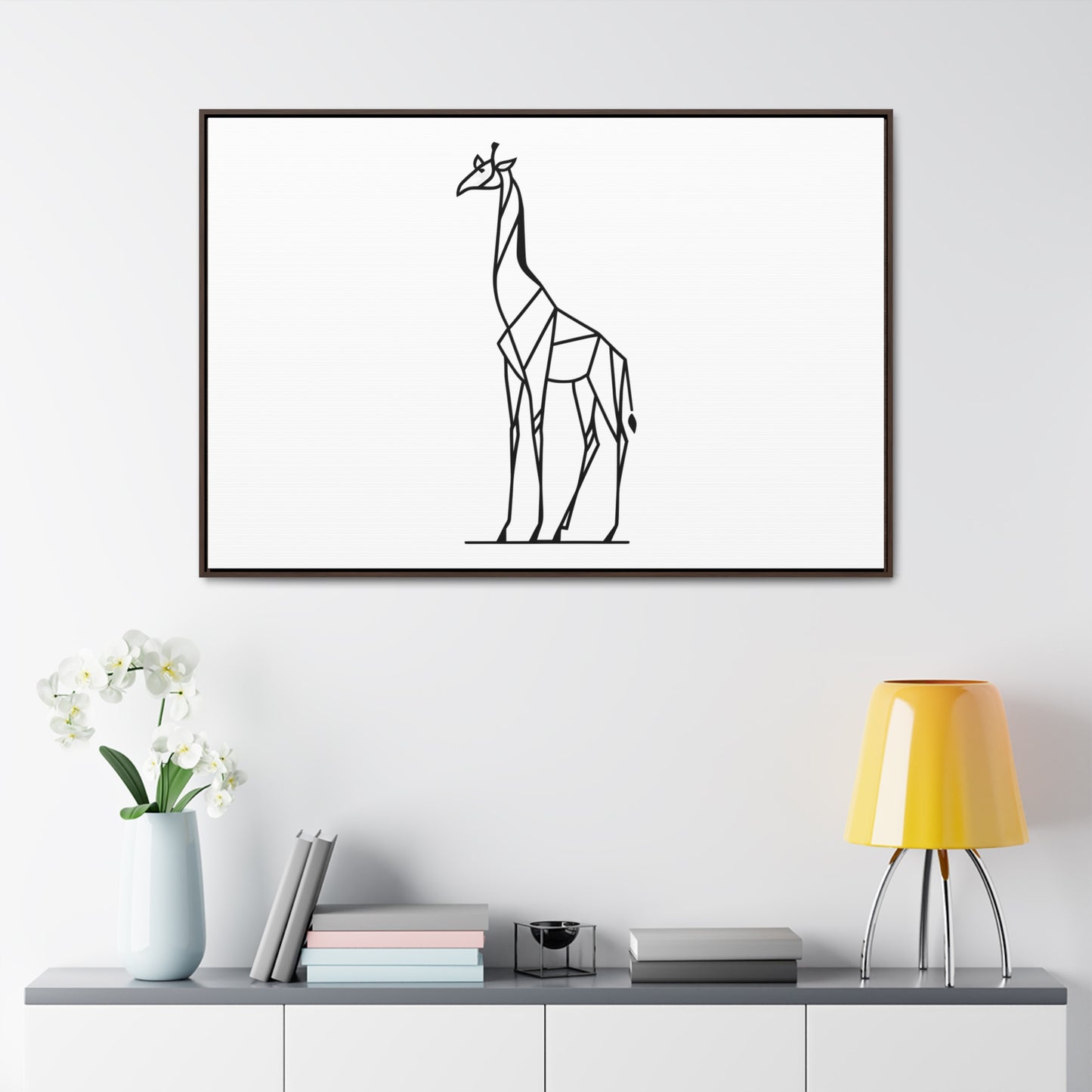 Geometric Giraffe Silhouette - Gallery Canvas Wraps, Horizontal Frame